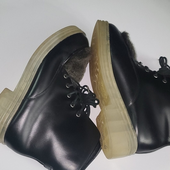 F-Troupe Women's Reversed Leather Fur Top Lace Up - Picture 3 of 4